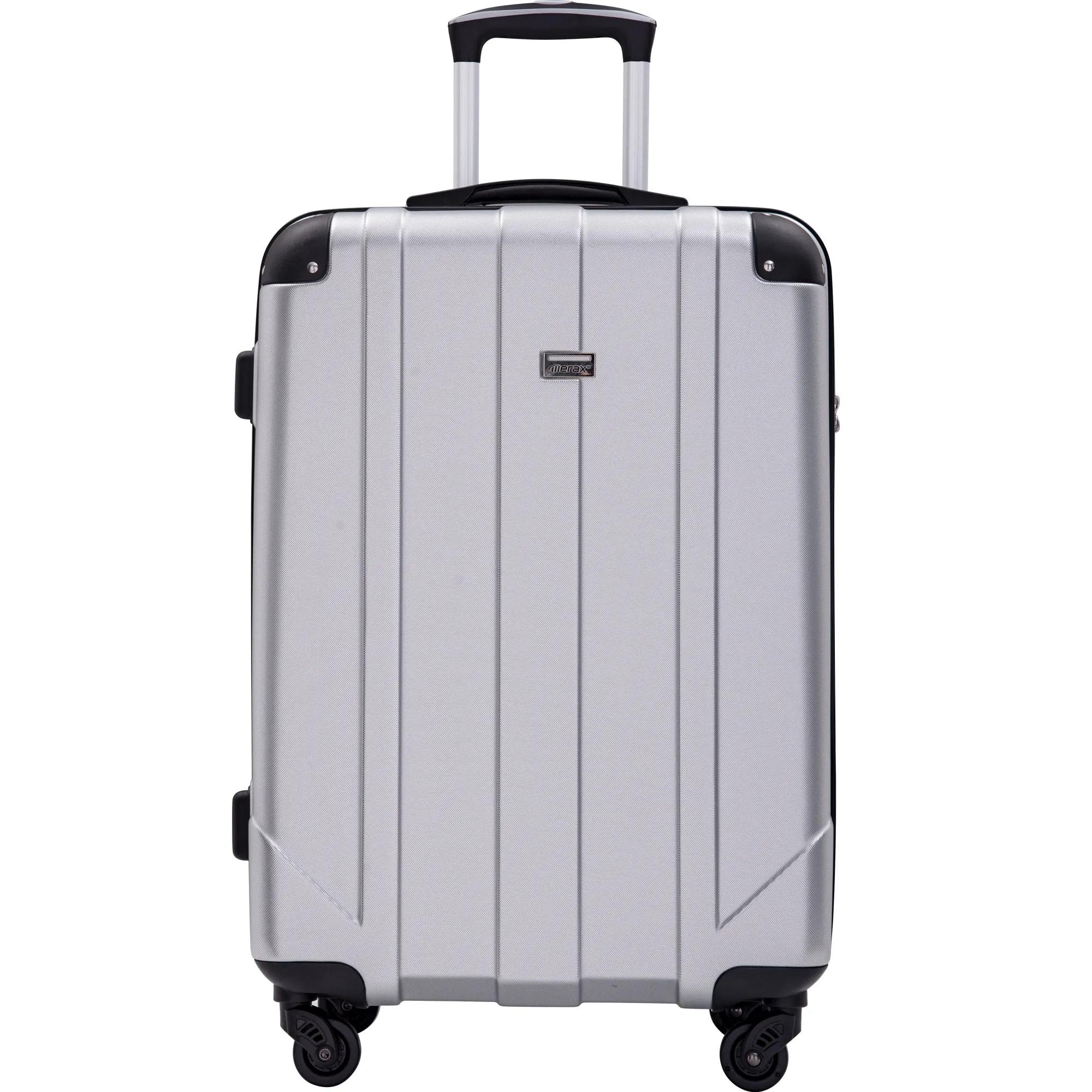 

Spinner Luggage with Built-in TSA and Protective Corners, P.E.T Light Weight Carry-On 20" 24" 28" Suitcases (20 inch, Silver)