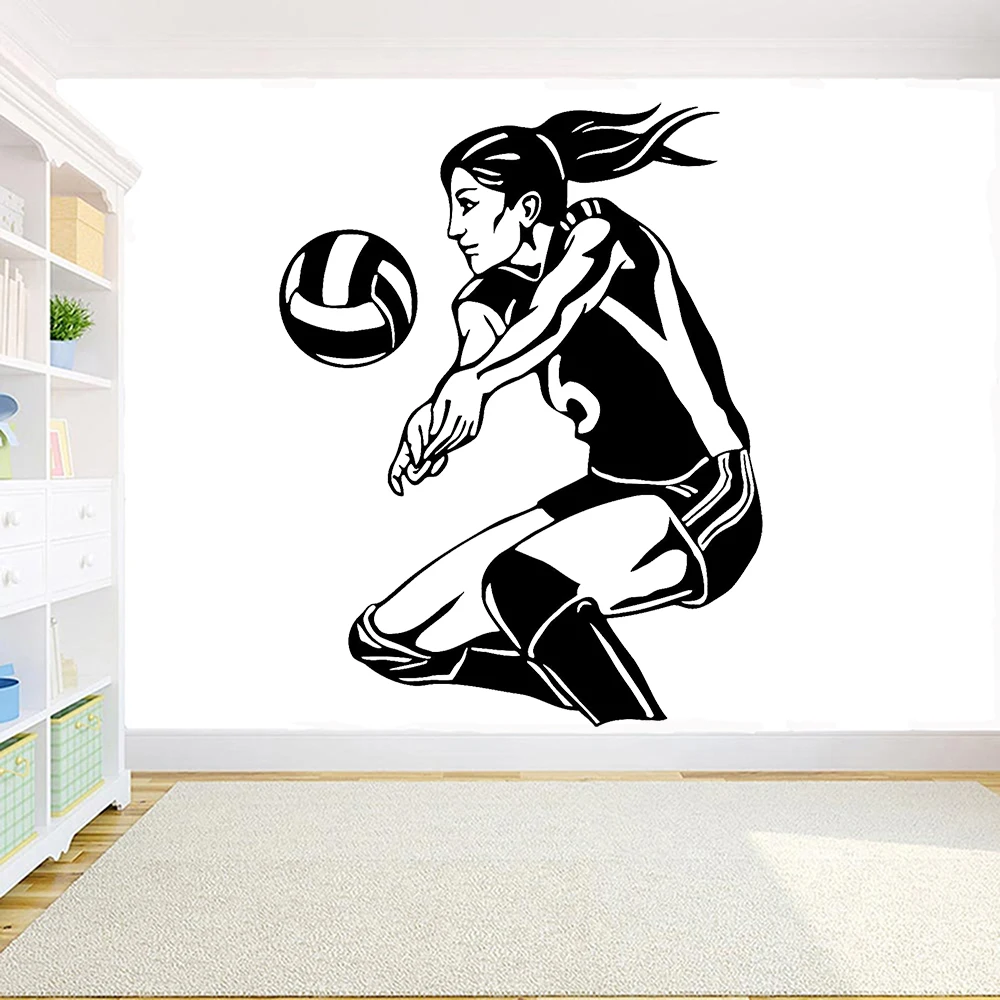 Виниловая наклейка на стену для волейбола девушек пляжа декор комнаты девочек