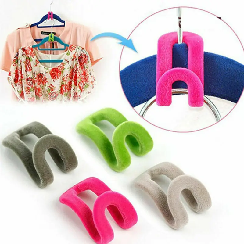 10x Домашняя мини одежда из флока вешалка Conector крюк гардероб Органайзер Для Одежды