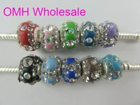 omh wholesale 10pcs 11g 11 mm mix diy jewelry accessories aaa crystal charm european hole beads for shambhala bracelet pj314