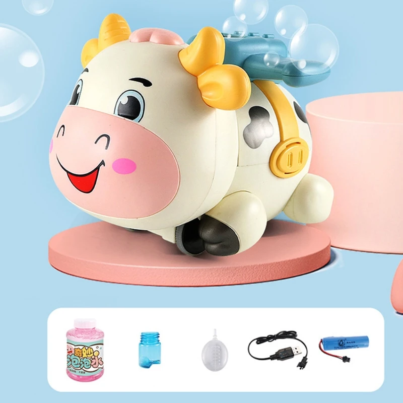

Piggy Bubble Machine Cute Remote Control Automatic Spray Bubble with Music Light Remote Control Bubble Blower