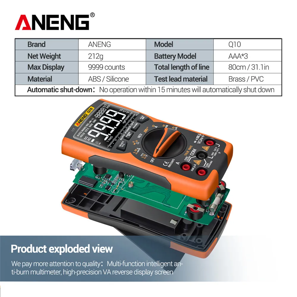 ANENG Q10 9999 Counts Ture Rms Meter lCR Digital Multimeter Professional Analog Multimetro Transistor Tester Multimeters | Инструменты