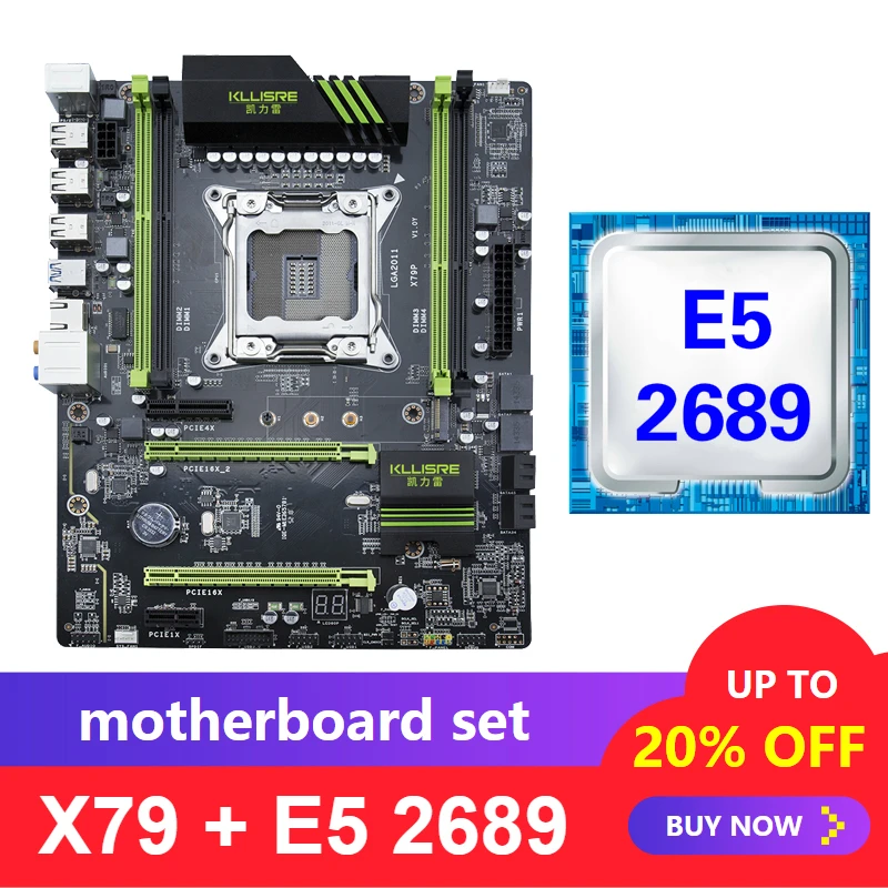 Kllisre X79 комплект материнской платы с Xeon E5 2689 LGA 2011 поддержка DDR3 память ECC Reg ATX USB3.0 SATA3 PCI-E NVME M.2 SSD