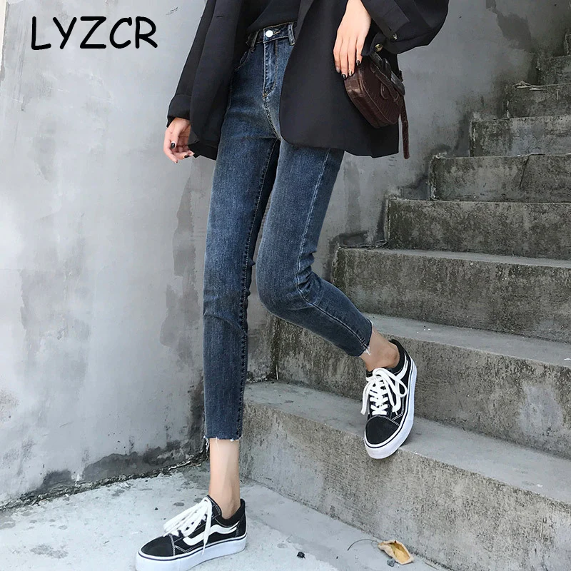 Женские узкие джинсы с завышенной талией LYZCR винтажные джинсы-скинни для женщин