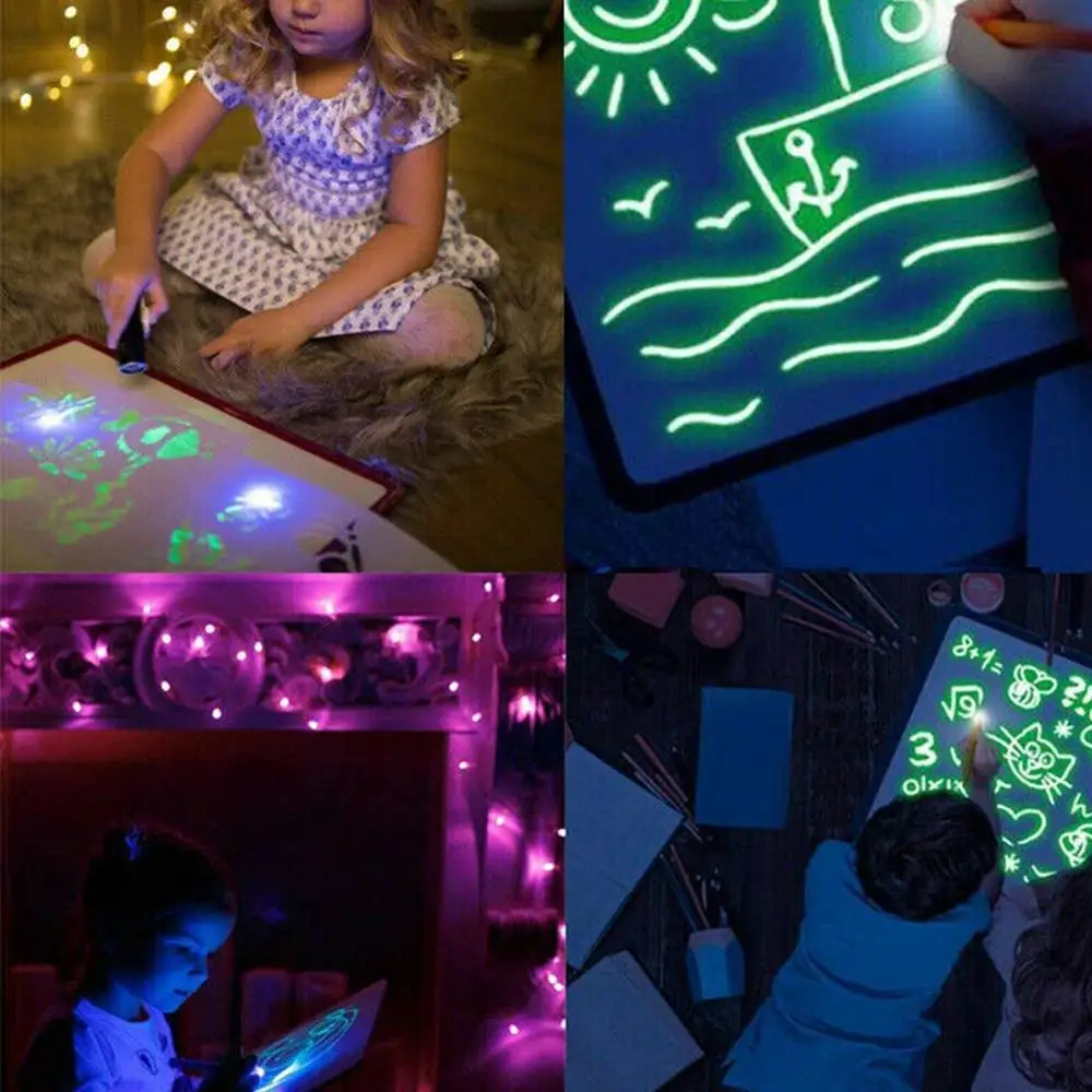 Magic LED Drawing Board Fluorescent Draw with Light-Fun and Developing Writing Educational Learning Toys Luminous Pen |