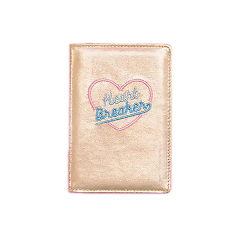 Embroidery gold Высококачественная Кожаная Обложка для паспорта, твердая карточка для вышивания, держатель с сердечком для мужчин и женщин, чехол для паспорта, бизнес унисекс, кошелек для путешествий - Цвет: Embroidery gold