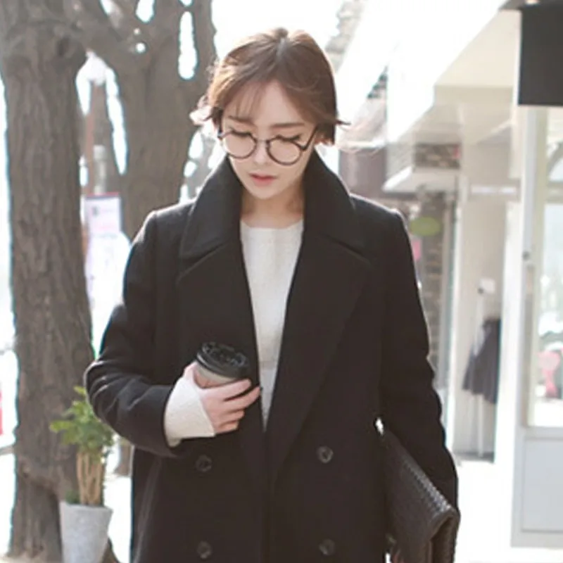 

Women's Warm and Comfortable Fabric Long Coat Solid Color Lapel Pocket Coat Coat Fall Winter Double Breasted Coat*