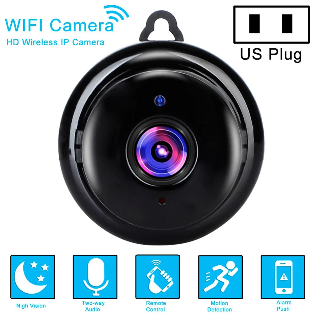 US PLUG 1080P беспроводная WiFi камера видеонаблюдения, IP камера для помещений и улицы, HD DV камера для безопасности, ночная камера для дома, охранная Камера для наблюдения, Wi-Fi, детский монитор, камера - Цвет: US PLUG