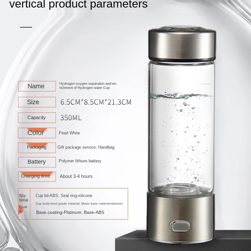 

Dual Use Rich Hydrogen Cup Water Generator SPE Electrolysis Energy Hydrogen-rich Antioxidant ORP H2 Water Ionizer PP Bottle
