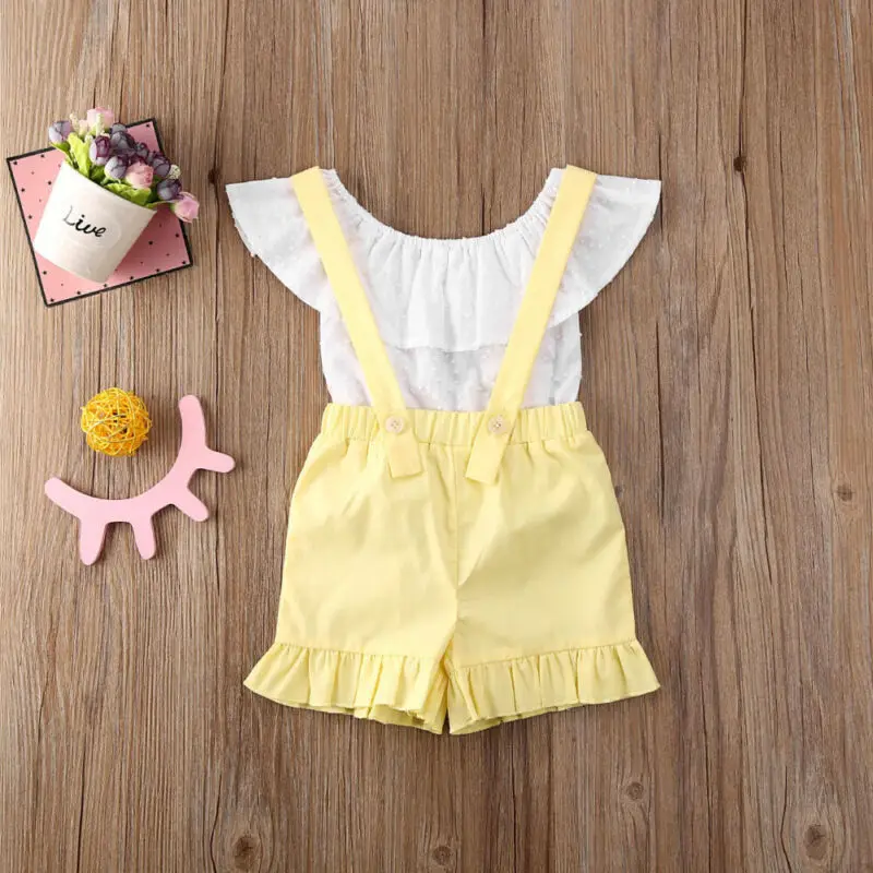 Комплект из 2 предметов одежда для маленьких девочек жилет с оборками без рукавов