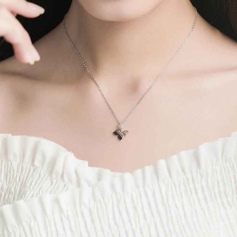 

DG1 925 sterling silver unique butterfly pattern simple pendant necklace ladies charming jewelry HN003