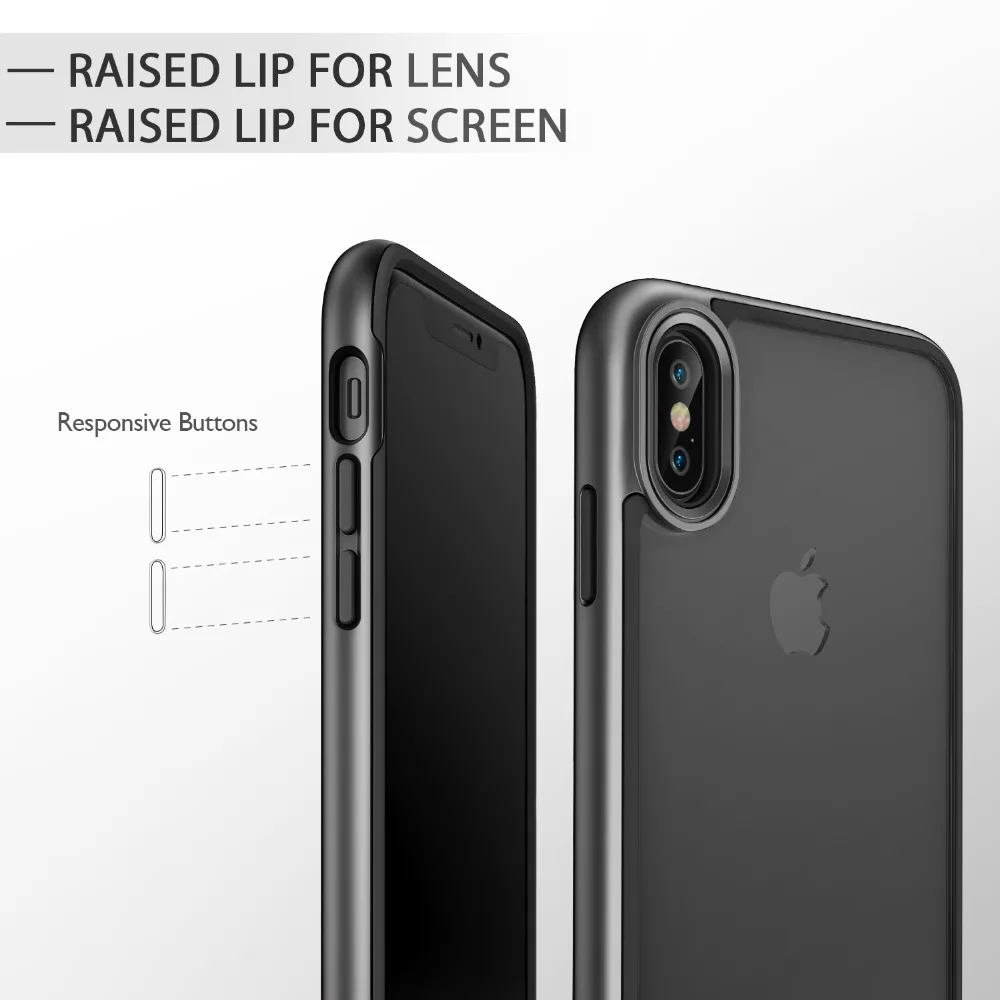 Чехол для iphone X 5,8 дюймов, ESR сверхпрочный двухслойный Твердый чехол с бамперной рамкой, Прозрачная Жесткая задняя крышка для iphone X 10 5,8