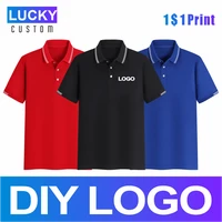 mens short sleeved polo shirt with embroidery custom printed logo business casual solid color breathable lapel top 4xl