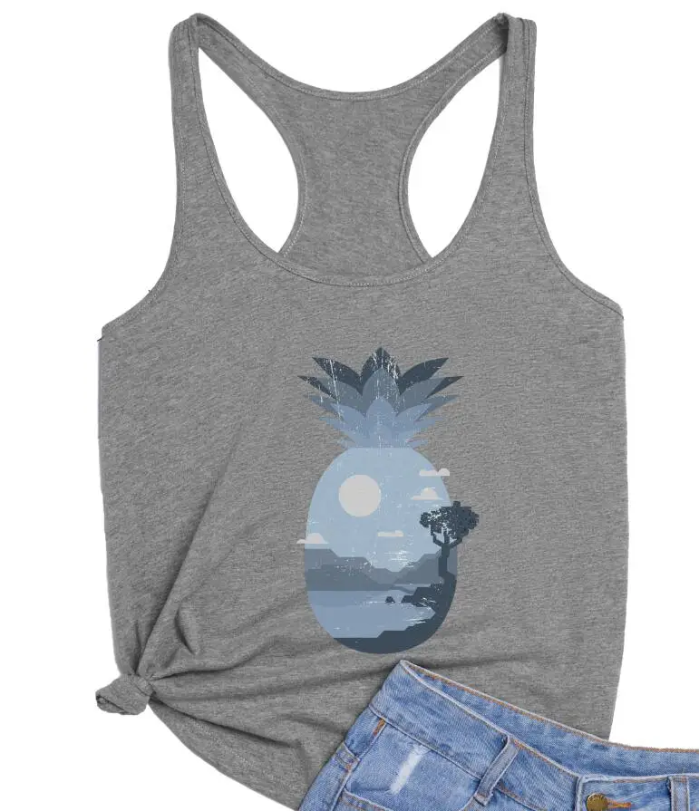 Винтажный женский жилет с тропическим ананасом забавные летние пляжные