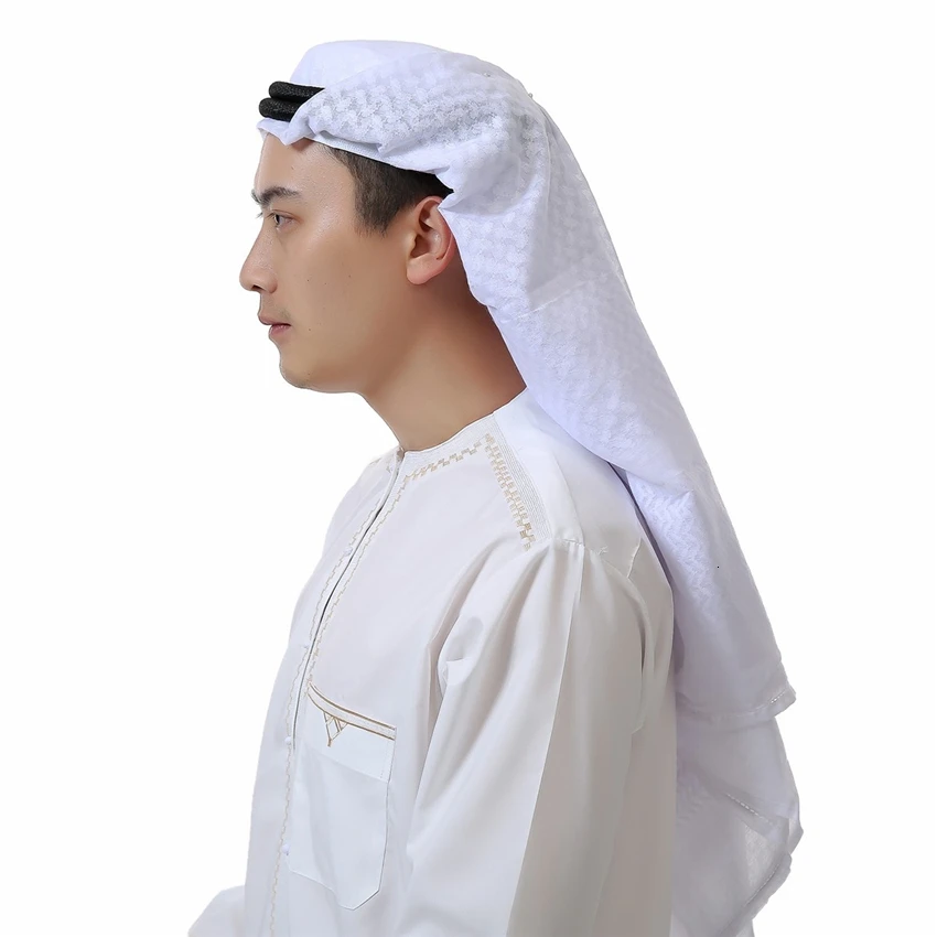 

Arab Muslim Men Arabic Scarf Prayer Hats Islamic Clothing Chiffon Turban Dubai Scarf Islamic Hijabs 135*135cm Islam Man Hat