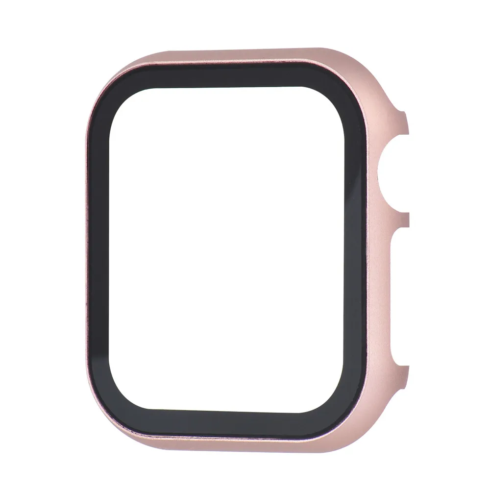 Rose Pink Протектор для часов чехол с закаленная пленка для Apple Watch чехол 38/42/40/44 мм Высокое качество металлические бампера для наручных часов iWatch, 5 4 3 2 1 - Цвет: Rose Pink