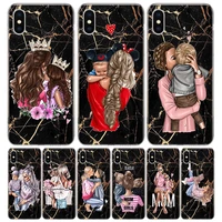mom baby love girl silicon call phone case for apple iphone 11 13 pro max 12 mini 7 plus 6 x xr xs 8 6s se 5s cover coque capa