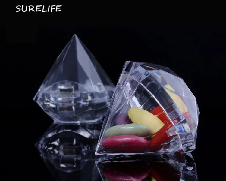 

24pcs Clear Diamond Boxes Candy Box Wedding Favor Gift Box Transparent Plastic Box Wedding Favours Souvenirs for guests