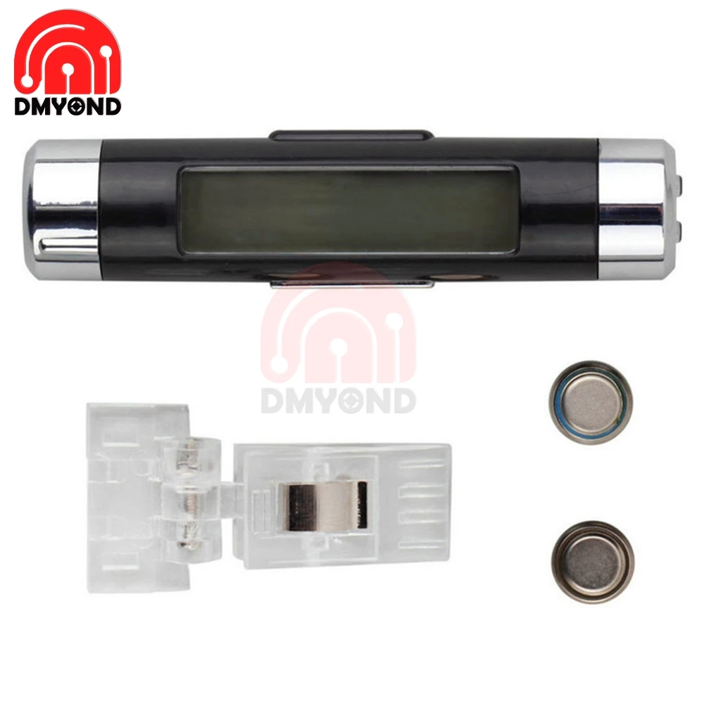 Цифровой термометр 2 в 1 с ЖК дисплеем для автомобиля часы стайлинга синей