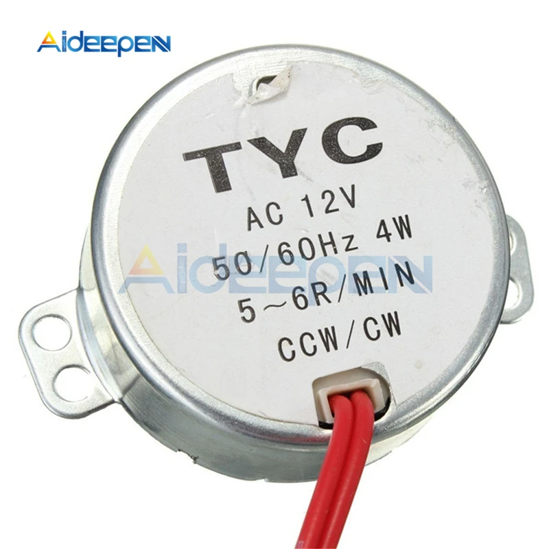 TYC-50 переменного тока 12V AC 220-240V 50/60 Гц 4 Вт синхронный двигатель 5-6 об/мин прочный высокий крутящий момент с заглушкой по часовой стрелке против часовой стрелки