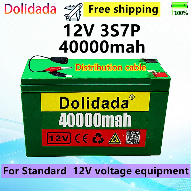 

Brand new 12v40000mah 3s7p 18650 lithium battery contains 40ah high current bms suitable for standard 12V voltage equipment