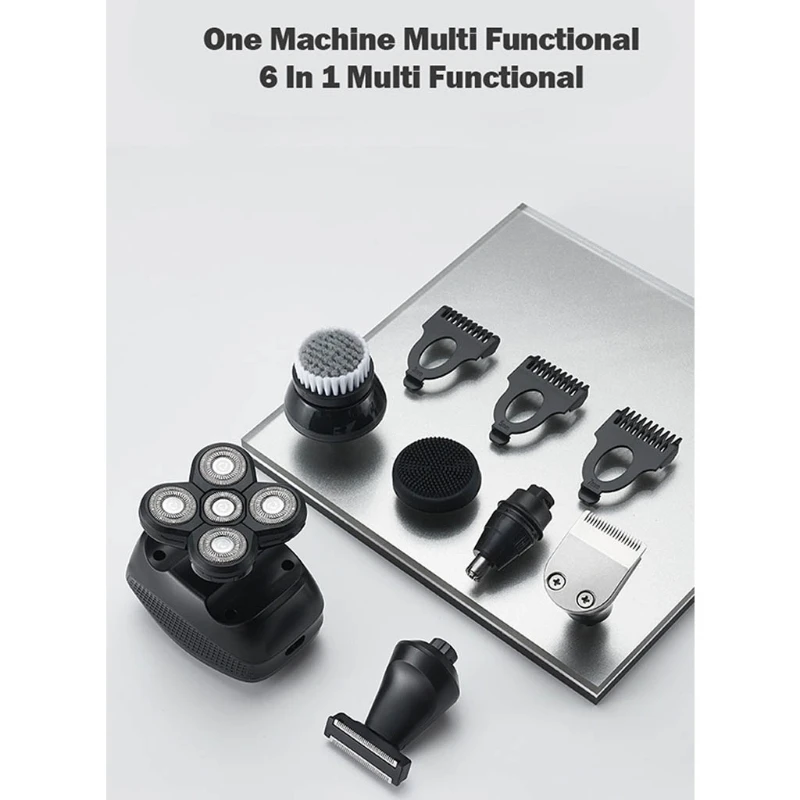 

Razors for Men - 6 in1 Bald Head Shaver Grooming Kit Waterproof USB Rechargeable