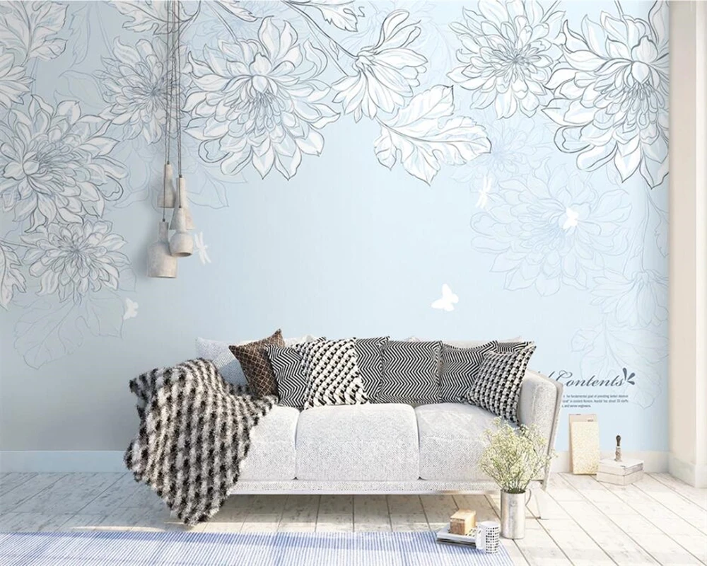 Настенная роспись beibehang скандинавские абстрактные цветы цветок ротанговый диван