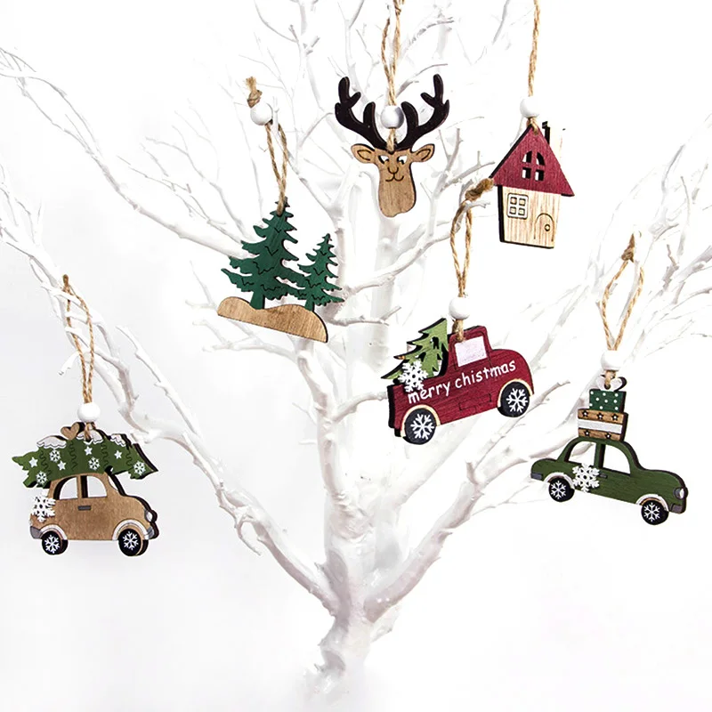 3 шт. деревянный автомобиль/Лось/елка рождественская подвеска подвесное Елочное