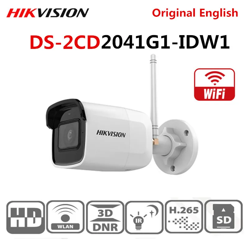 Оригинальная Hikvision Международная английская версия DS-2CD2041G1-IDW1 4 МП ИК фиксированная сеть пуля WIfi камера Встроенный микрофон