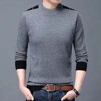 men turtleneck half brand new patchwork knit fashion pullover sweater autum winter top quality casual jumper mens clothing