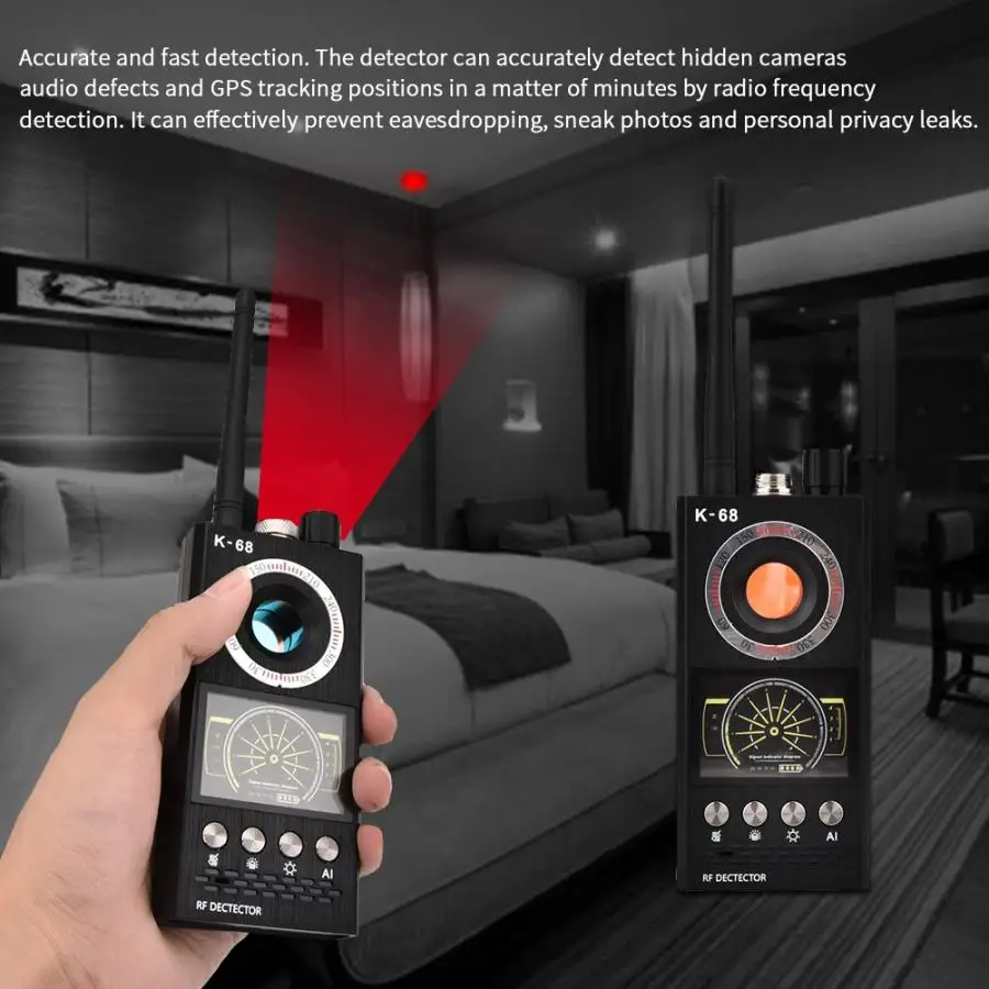 K68 RF сканер детектор шпионаж камера искатель ошибка детектор Wi-Fi сигнал gps радио телефон устройство Finder Личная защита безопасности