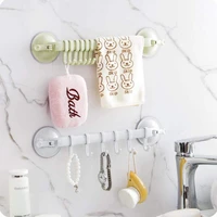 1pc 6 hooks towel rack suction cup bathroom kitchen sundries clip sucker hanger holder door wall j1q3