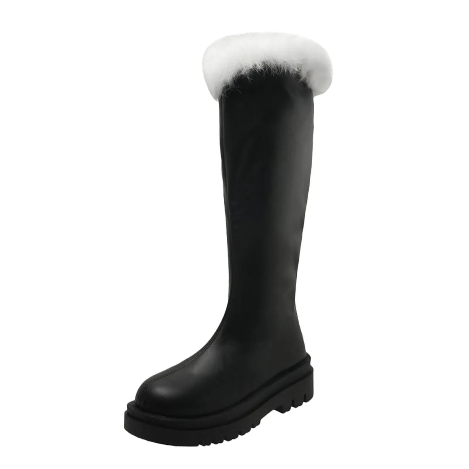 

Женские ботинки с носком, модные плюшевые ботинки с круглым носком, на каблуке, рыцарские толстые длинные женские ботинки, сапоги для женщин