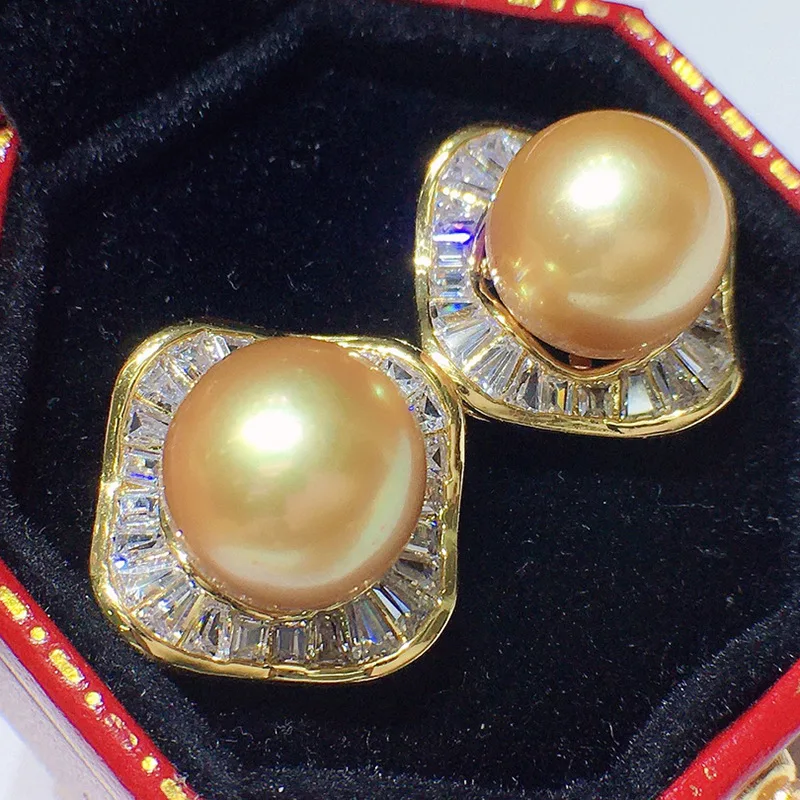 

Freshwater Pearl Ear Studs Women's Summer Korean Style 10-11mm Hong Kong Style Retro Fashion Earrings