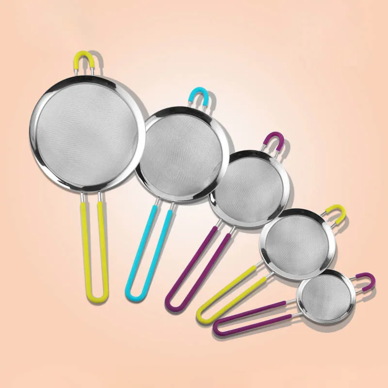 Мукомольное сито ручной силиконовой ручкой масляный фильтр Дуршлаг Прочный из