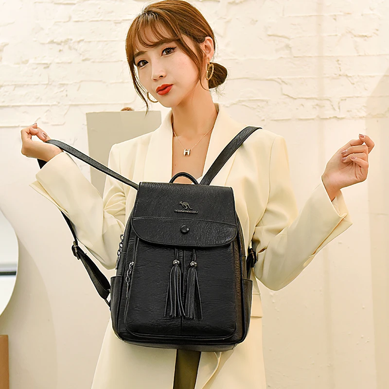 

2020 Women Backpack Female Vintage Leather Backpacks Ladies School Bags For Girls Large Capacity Travel Back pack Rucksacks