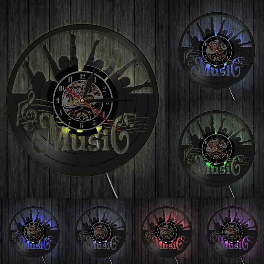 Виниловые настенные часы для записи музыки в рок-н-Роле современные бесшумные