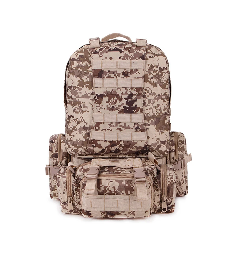 55L Molle военный рюкзак SWAT армейская полевая дорожная сумка для выживания многофункциональный двойной плечевой Большой Вместительный охотничий рюкзак - Цвет: Desert