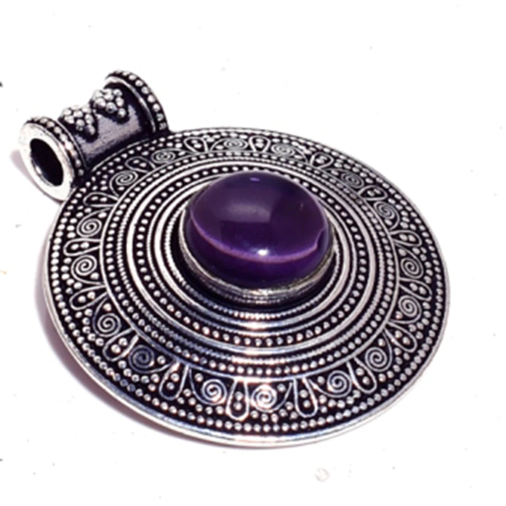 Подвеска из настоящего аметиста без ожерелья тибетского серебра Изящные