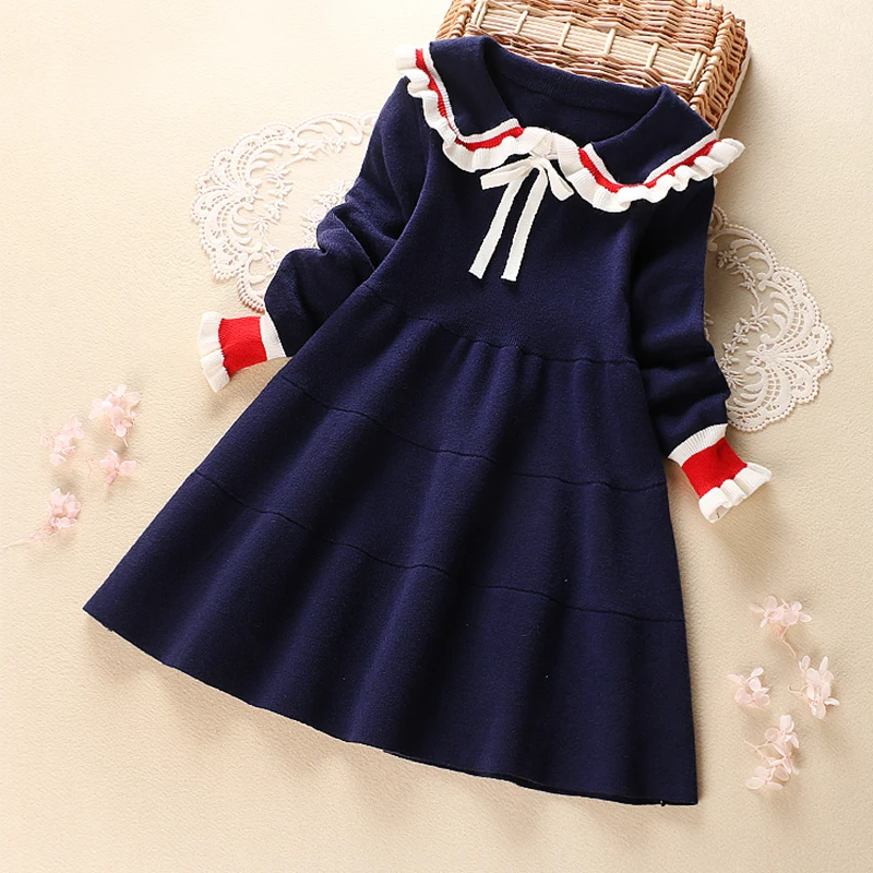 

New Year Girls Dress Autumn Sweater Dress for Girls Long Sleeve Kids Dresses for Girls Preppy Style Children Clothes 3-14Y