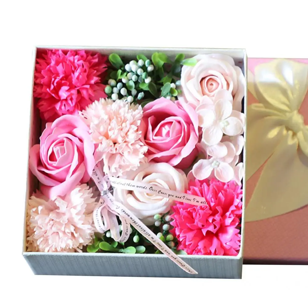 

Square 1 Box Practical Unwithered Flowers Fragrance Box Ornamental Simulation Flower Fadeless for Retirement Celebration