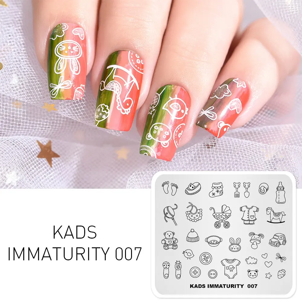 Immaturity 007 KADS 17 выбор дизайна с модным цветочным пластины для стемпинга ногтей Новое поступление дизайн ногтей шаблон для маникюра пластины для стемпинга и нейл-арта - Цвет: Immaturity 007