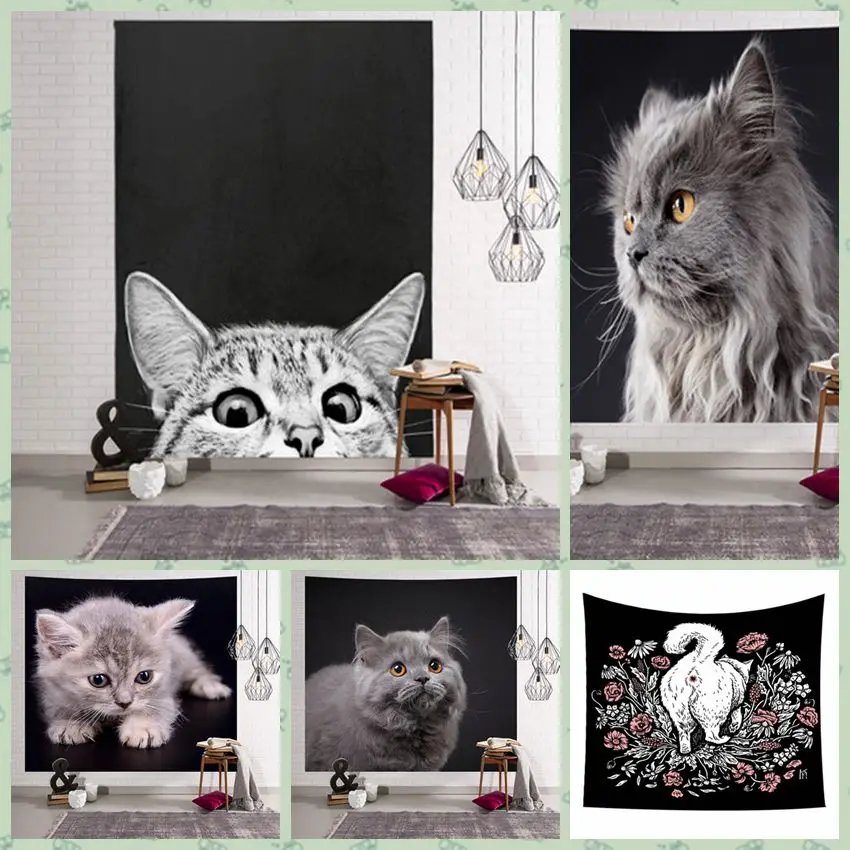 

Cute Cat Tapestry For Living Room Tapestry Bedroom Bedspread Printed Wall Hanging Boho Decor Home Decoration