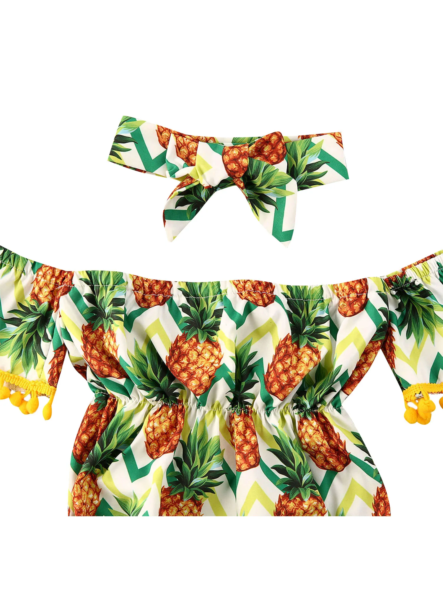 2020 Одежда для новорожденных девочек комбинезон с принтом ананаса топ рукавами на