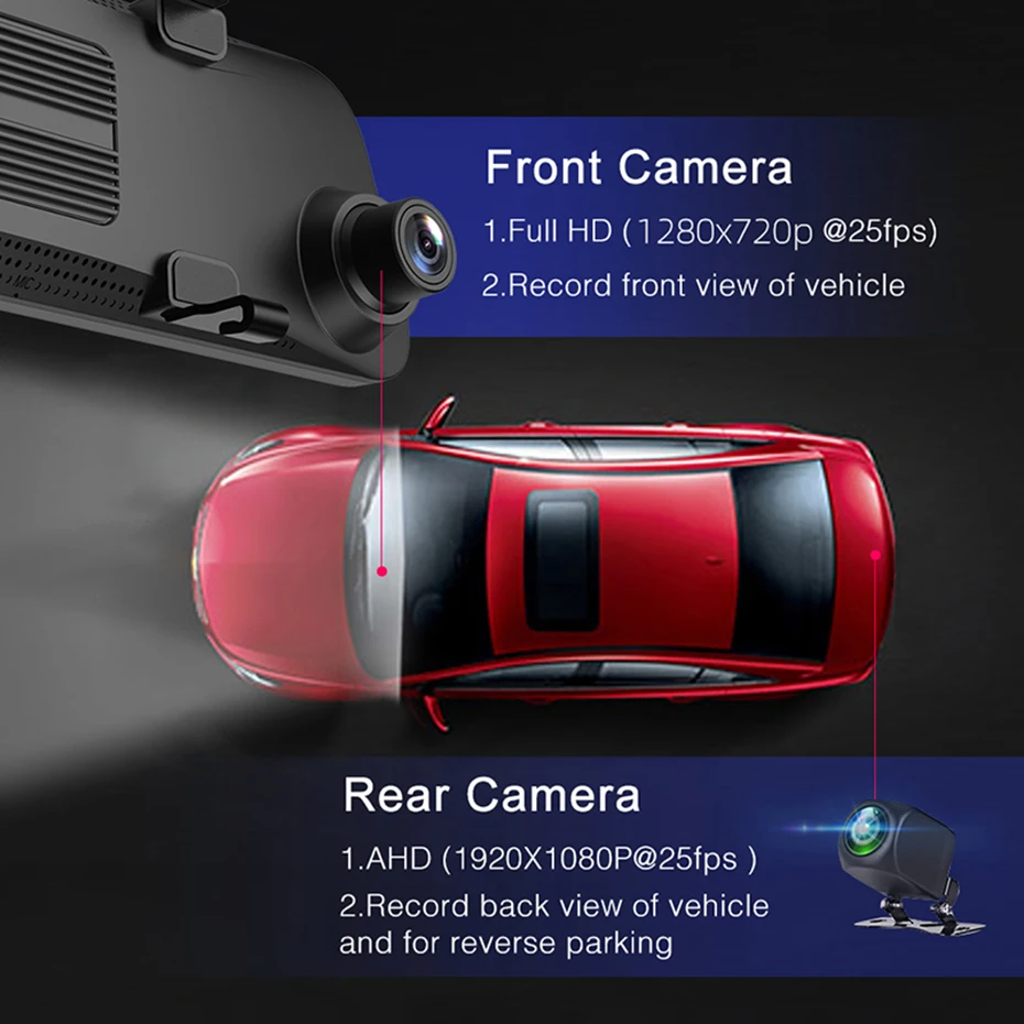 Bluavido 3 в 1 Автомобильная камера зеркале заднего вида 4G Android GPS навигации ADAS 1080P Dash Cam