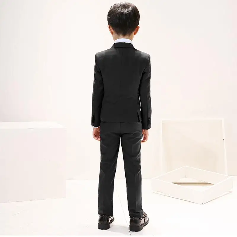 

Flower Boys Formal Blazer Suit Kids Jacket Vest Shirt Pants Tie 5Pcs Wedding Tuxedo Set Child Prom Costume Performance Sets K316