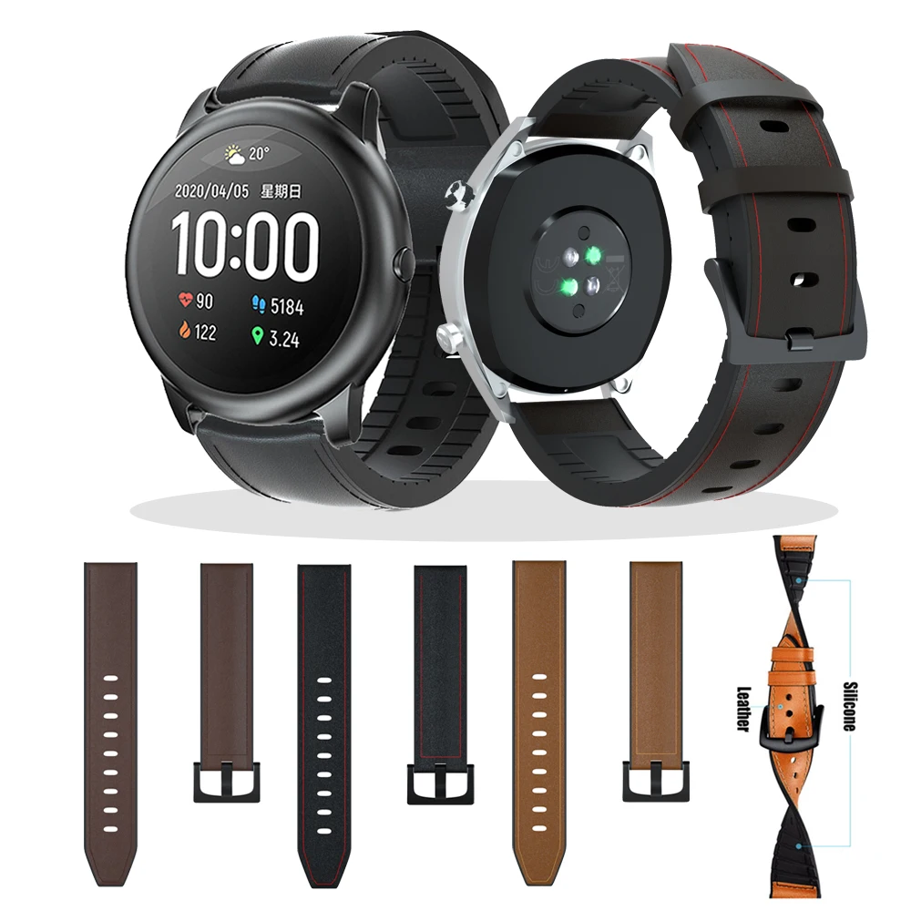 

Silicone Soft +leather 22mm watch band Strap for Haylou Solar LS05 Smart Watch Wrist Bracelet for XiaoMi Haylou Solar Watchband
