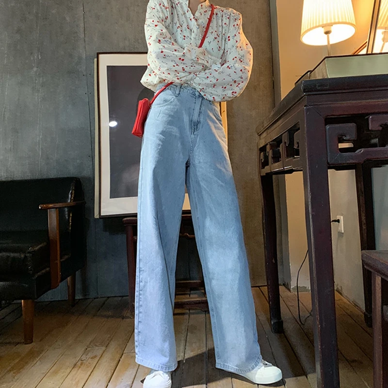

Hot Sale Women Boyfriend Wide Leg Jeans Denim Cotton Spring Autumn Korean Streetwear Loose High Waist Jeans Women