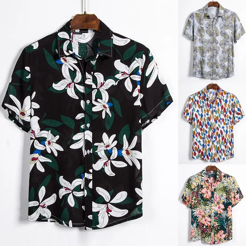 Мужская Повседневная рубашка с цветочным принтом Классическая гавайская на