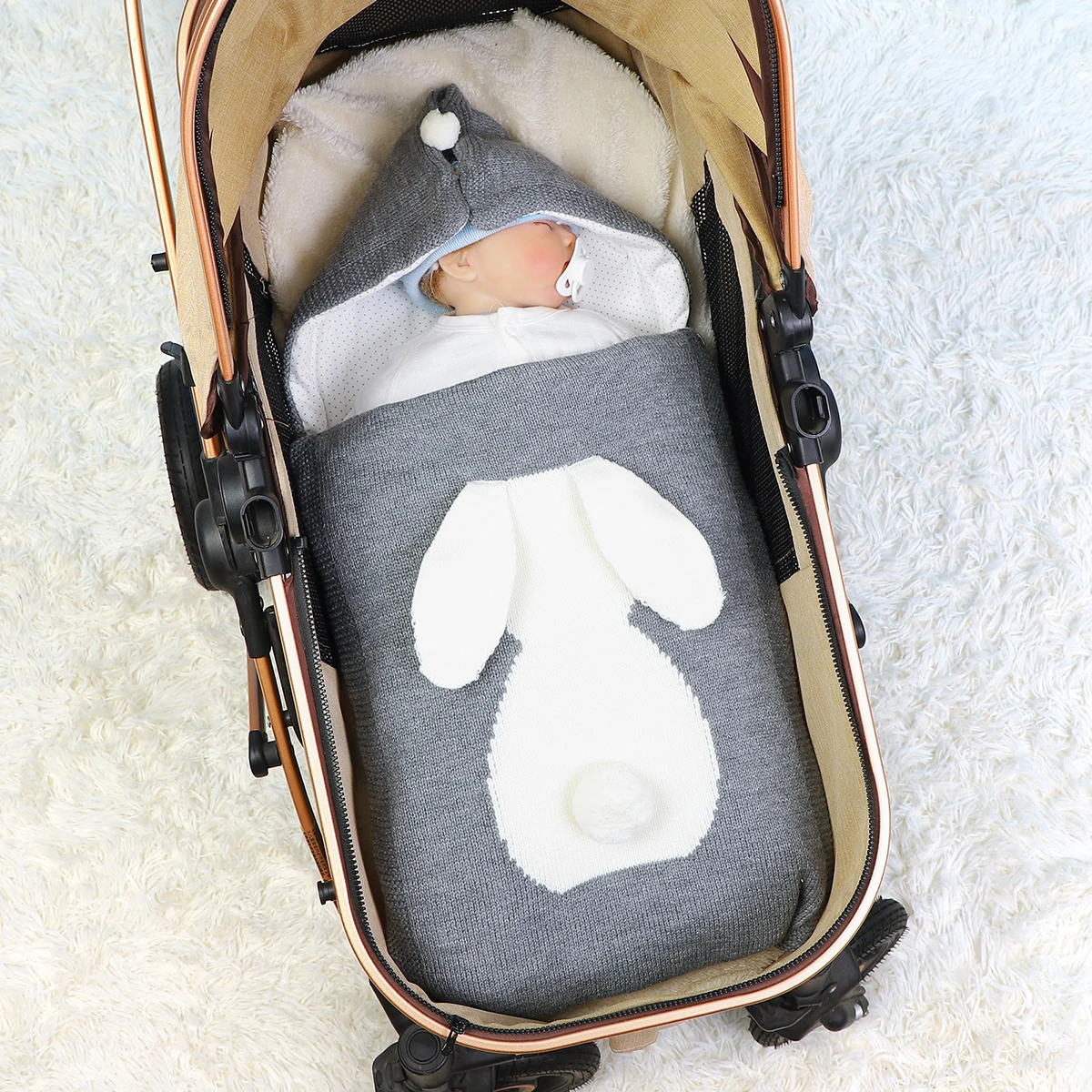 Baby Sleeping Bags Envelopes Autumn Winter Warm Knitted Newborn Bebe Sleepsack for Stroller Bed Basket 0-6m Children Accessories | Мать и